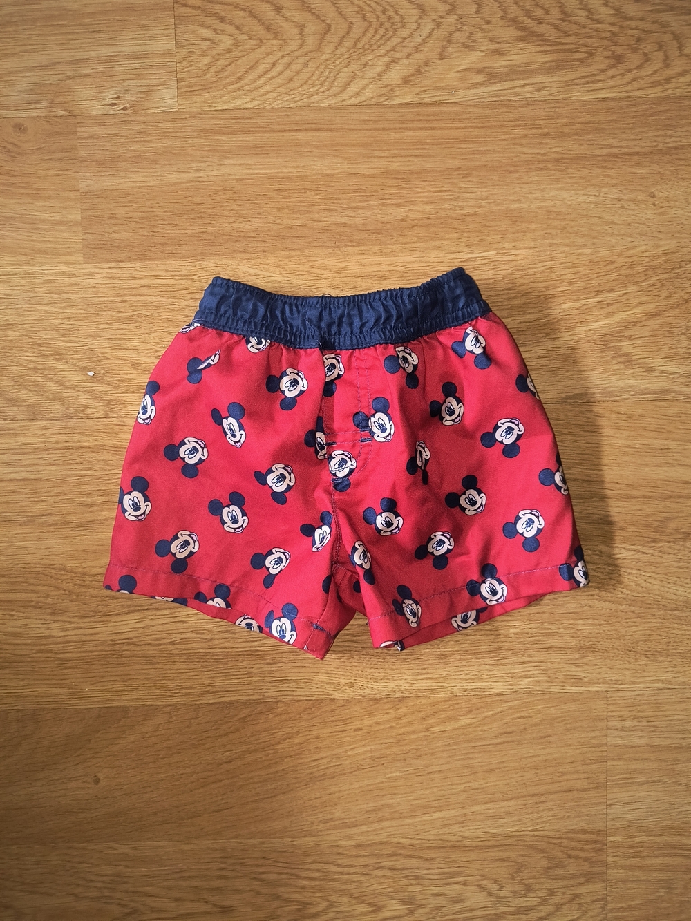 Disney Red Mickey Mouse Print Shorts with Navy Waistband